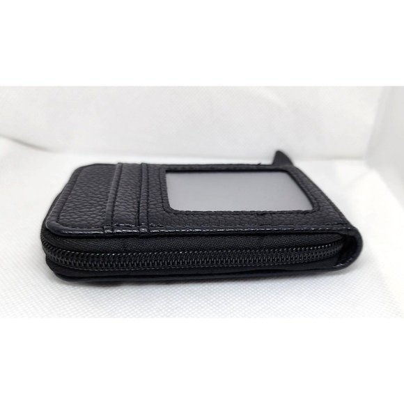 Black Mini Credit Card Case - Multi Card Slot Card Holder Wallet with ID Window - Picture 12 of 14